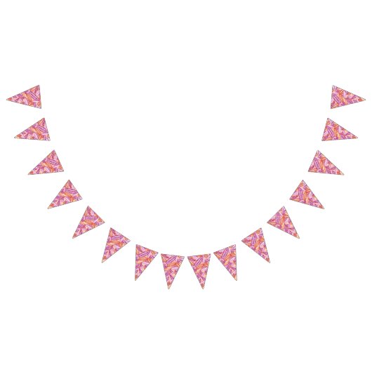 レズビアンプライド抽象芸術禅花花びらピンク バンティングフラッグ (全)