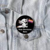 レズビアンプライド旗とPROANSかわいいAxolotl 缶バッジ (インサイチュ)