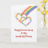 レズビアンマイムスパープルニバーサリーレインボーハート カード (黄色い花)