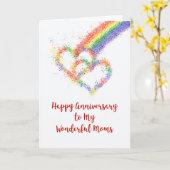 レズビアンマイモムズ両親アニバーサリーレインボーハート カード (黄色い花)