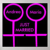 レズビアンラバーたった今結婚しましたカスタマイズ可能ポスター ポスター (正面)