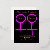 レズビアンラバーズカスタムウェディング招待状 箔シーズンポストカード (正面/裏面)