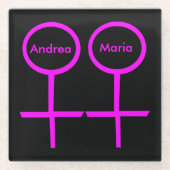 レズビアンラバーズコパーソナライズされたースター ガラスコースター (正面)