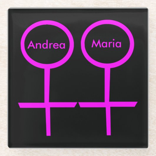 レズビアンラバーズコパーソナライズされたースター ガラスコースター (正面)