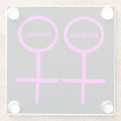 レズビアンラバーズコパーソナライズされたースター ガラスコースター (裏面)