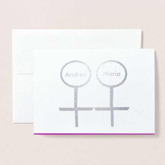 レズビアンラバーズパーソナライズされたフォイルカード 箔カード (封筒付き正面)