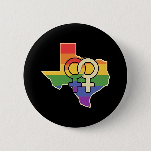 レズビアンラブテキサス州デザイン誇りを持ったfor LGBT+テキサス 缶バッジ (正面)