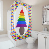 レズビアンレインボークリスマスツリーとプレゼント シャワーカーテン (インサイチュ)