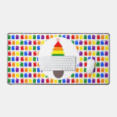 レズビアンレインボークリスマスツリーとプレゼント デスクマット (キーボード&マウス)