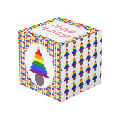 レズビアンレインボークリスマスツリーとプレゼント フォトキューブ (正面アングル)