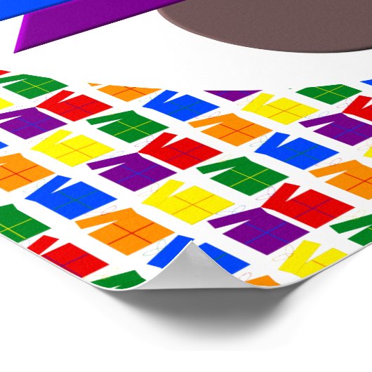 レズビアンレインボークリスマスツリーとプレゼント ポスター (角)