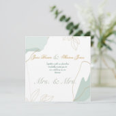 レズビアン二人のためのグリーンと水彩のウェディング招待状 招待状 (スタンド正面)