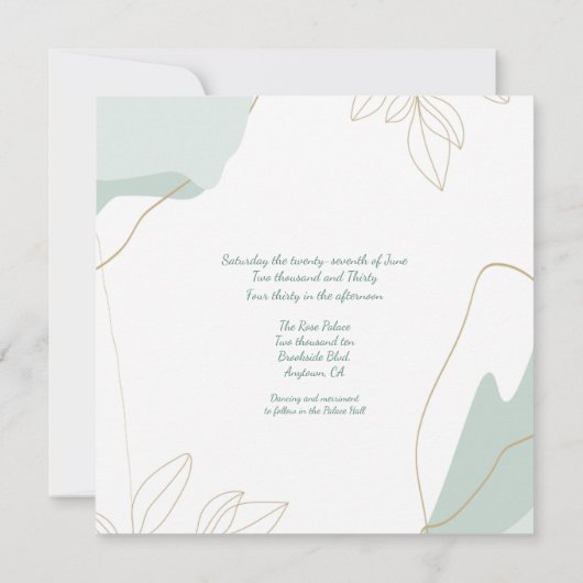 レズビアン二人のためのグリーンと水彩のウェディング招待状 招待状 (裏面)