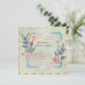 レズビアン二人の花のウェディング水彩画の美しい招待状 招待状 (スタンド正面)