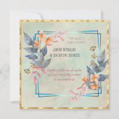 レズビアン二人の花のウェディング水彩画の美しい招待状 招待状 (正面)