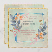 レズビアン二人の花のウェディング水彩画 招待状 (正面/裏面)