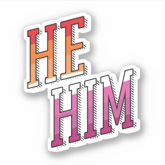 レズビアン代名詞 He Him シール (正面)