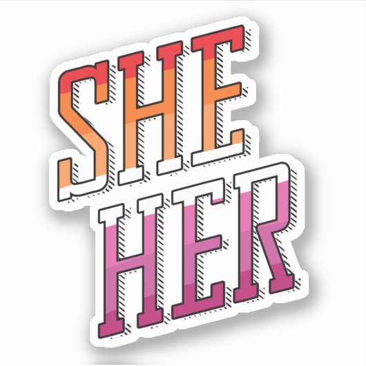レズビアン代名詞 She Her シール (正面)