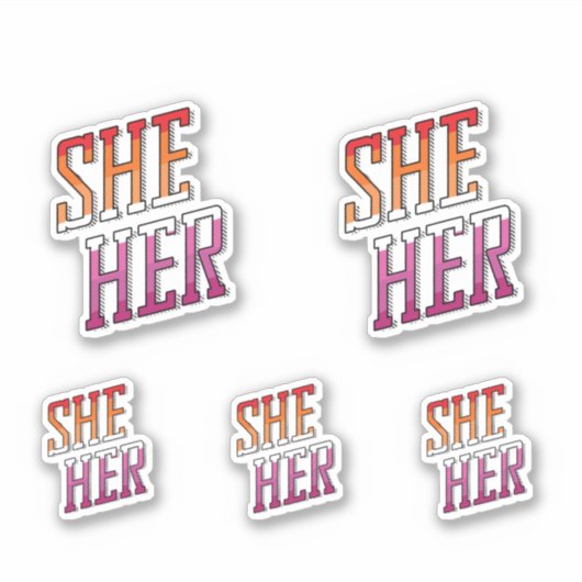 レズビアン代名詞 She Her シール (正面)