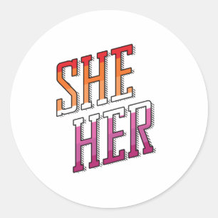 レズビアン代名詞 She Her ラウンドシール