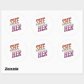 レズビアン代名詞 She Her ラウンドシール (シート)