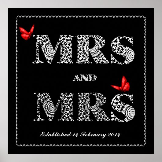 レズビアン同性結婚性のギフトレースのワードアート ポスター (正面)