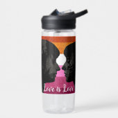 レズビアン国旗と2人の女性シルエット ウォーターボトル (左面)