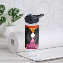 レズビアン国旗と2人の女性シルエット ウォーターボトル