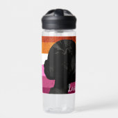 レズビアン国旗と2人の女性シルエット ウォーターボトル (正面)