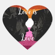 レズビアン国旗と2人の女性シルエット