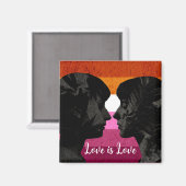 レズビアン国旗と2人の女性シルエット マグネット (正面/裏面)