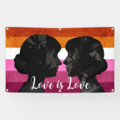 レズビアン国旗と2人の女性シルエット 横断幕 (横)