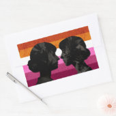 レズビアン国旗と2人の女性シルエット 長方形シール (封筒)