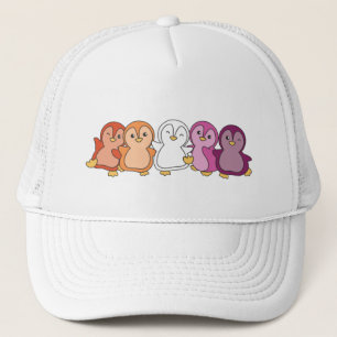 レズビアン国旗のプライドLgbtqかわいいペンギンのトラック運転手ハット キャップ