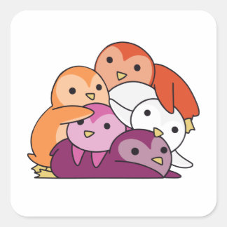 レズビアン国旗のプライドLgbtqかわいいペンギン スクエアシール