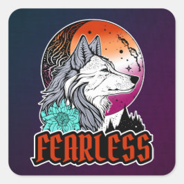 レズビアン国旗の色で月の下の狼 スクエアシール