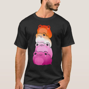 レズビアン国旗の色のカエル微妙なLgbtqサフィックプライド Tシャツ