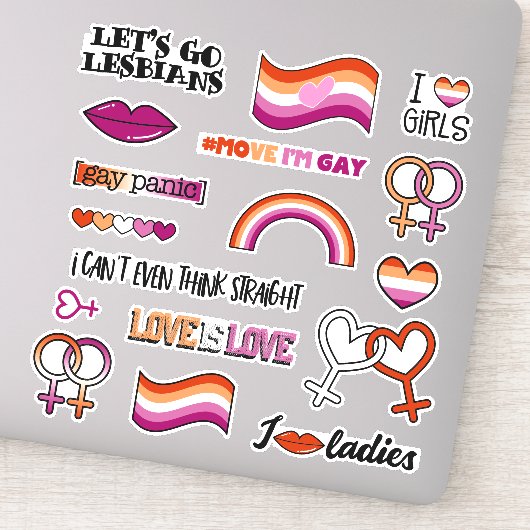 レズビアン国旗の金星記号 シール (詳細)