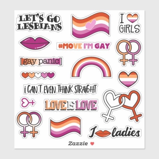 レズビアン国旗の金星記号 シール (シート)