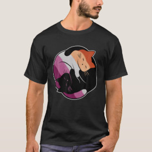 レズビアン国旗陰陽キャットLGBゲイプライドパステルDis Tシャツ