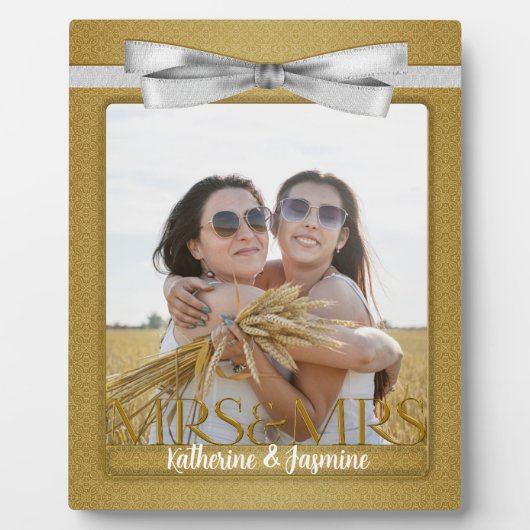 レズビアン夫人のゲイの結婚金ゴールド写真 フォトプラーク (正面)