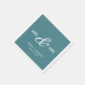 レズビアン夫人のティール(緑がかった色)結婚ナプキン スタンダードカクテルナプキン (角)