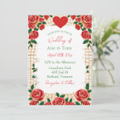 レズビアン夫人のモザイク結婚タイルとバラ 招待状 (スタンド正面)