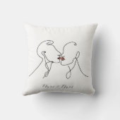 レズビアン夫人カップルのラインアート クッション (裏面)