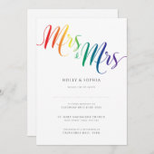 レズビアン夫人結婚式招待状レインボー 招待状 (正面/裏面)