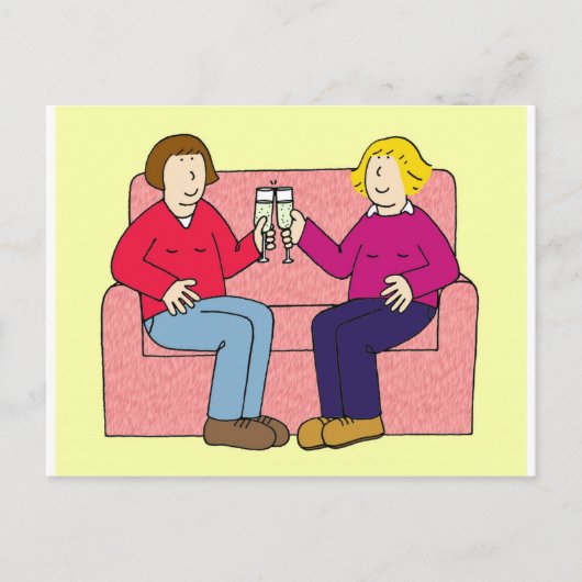 レズビアン夫婦おめでとう。 ポストカード (正面)