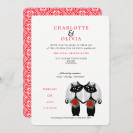 レズビアン夫婦結婚LGBTQかわいい猫たち 招待状