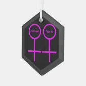 レズビアン好パーソナライズされたき ガラスオーナメント (正面左)