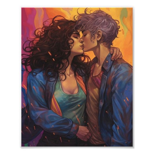 レズビアン愛する美人夫婦 フォトプリント            (正面)