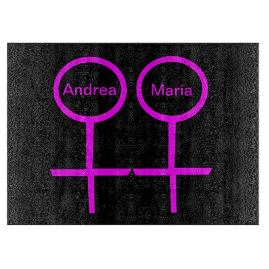 レズビアン愛好家カスタマイズ可能なガラス切り板 カッティングボード (正面)